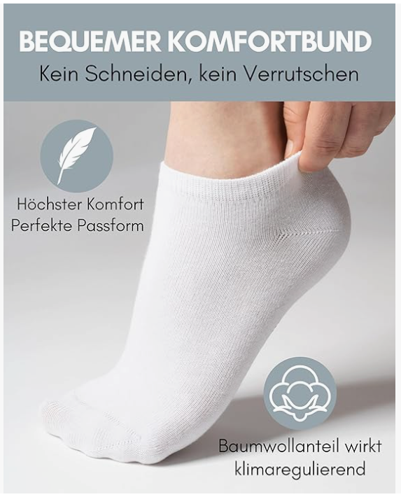 HELDENWERK - Sneaker Socken & Sportsocken - 10 Paar - Weiße Baumwolle - Atmungsaktiv & Nahtlos - Größe 39-42 - Anti-Rutsch & Extra Komfort - Unisex