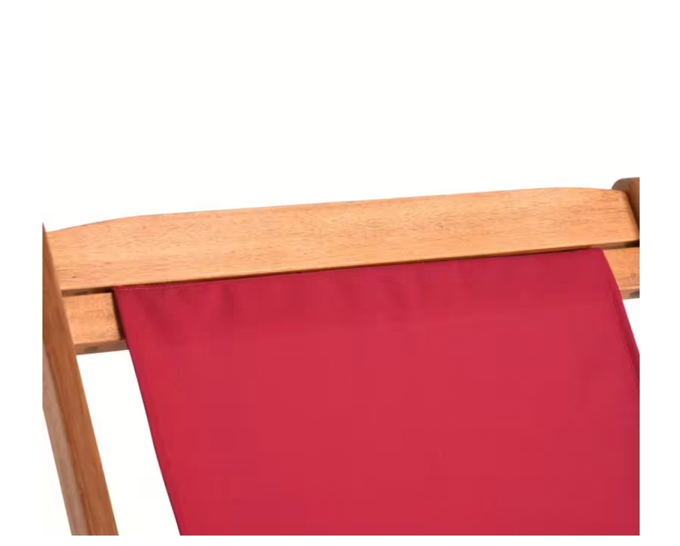 Casaria Garden Lounger Beach Chair - Ausgestattet mit drei Ständern und abnehmbarem Detex Kopfstütze und faltbarem Rahmen - Für Strand und Terrasse - Rotes Polyester und Akazienholz - 94x60x94 cm