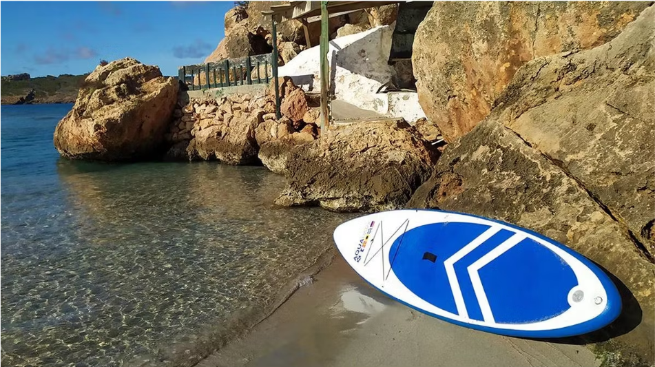 Aquaparx Aufblasbares SUP Board 330 cm Weiß/Blau - Komplettset mit Paddel und Tragetasche