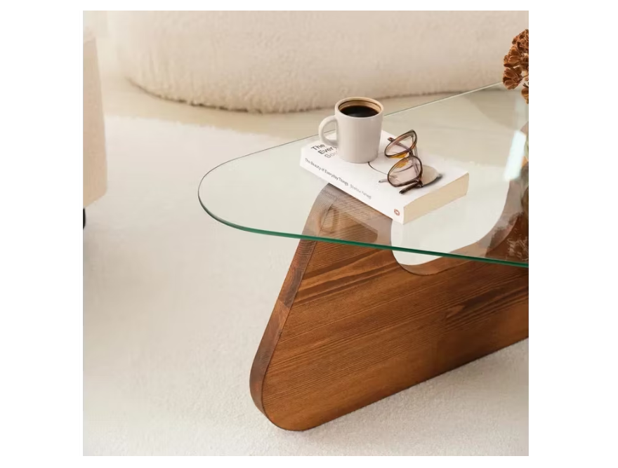 Freya Chesnut Couchtisch XL - Gehärtetes Glas - Massivholz - Kastanie