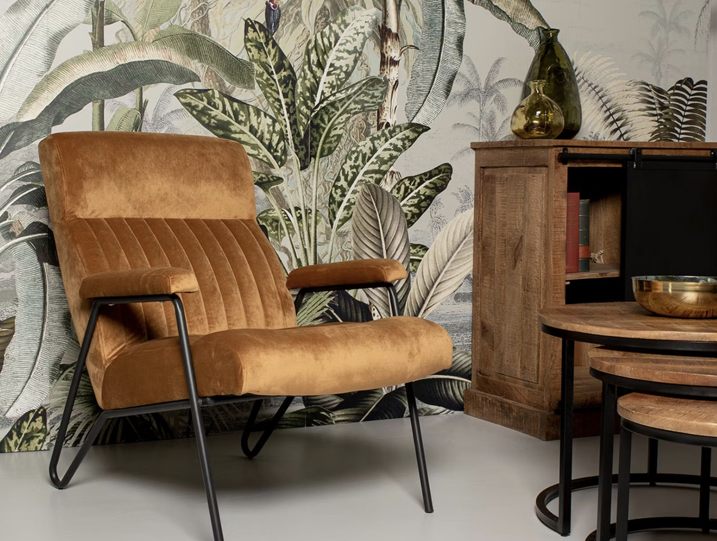 Hsm Collection District 3-teiliges Couchtisch-Set Mangoholz braun/schwarz - Ø35 - Ø51 - Ø67 cm