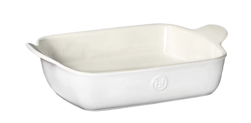 Emile Henry - Rechteckige Auflaufform - 41,5 x 26 cm & 3,8 l Fassungsvermögen - Mit gleichmäßiger Wärmeverteilung & kratzfester Glasur - Für Auflaufformen & Lasagne - Weiße Keramik