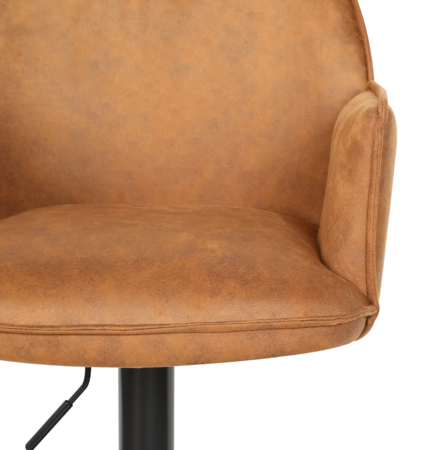 2er-Set Jill Barhocker - Verstellbar - Samt/Metall - 51x53x96-116 cm - Cognac