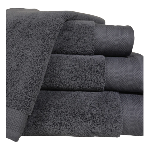 Valk Luxury Badetücher - 700 Gramm - 70x140 cm - Türkische Baumwolle - Eingewebte Zierbänder - Dunkelgrau - 3er-Set