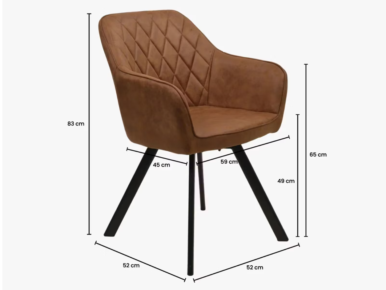 Furniture31 Brione Drehbare Esszimmerstühle - 2 Stück - Farbe Cognac
