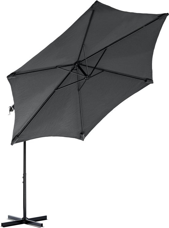 Tristar Schwebeschirm – 300 cm, rund – Garten – höhenverstellbar – inkl. Kreuzfuß und Schutzhülle – PA-7905 – Anthrazit