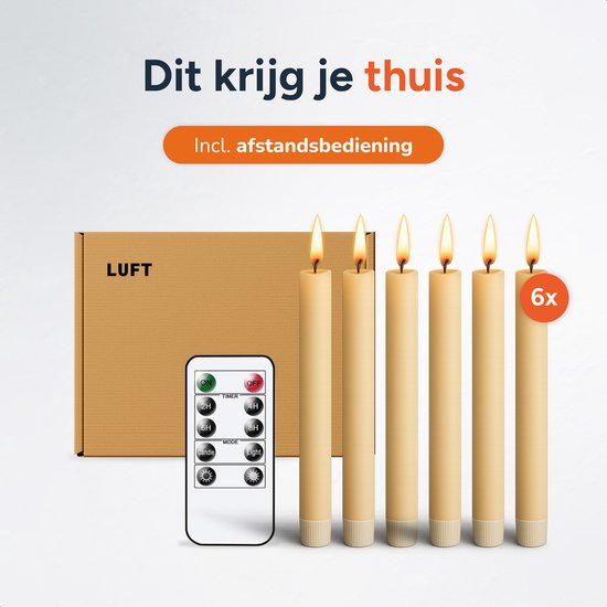 LED-Kerzen mit beweglicher Flamme - 6 Kerzen - inklusive Fernbedienung - Wiederaufladbare Fake-Kerzen mit flackernder Flamme - 300+ Brennstunden - Luft