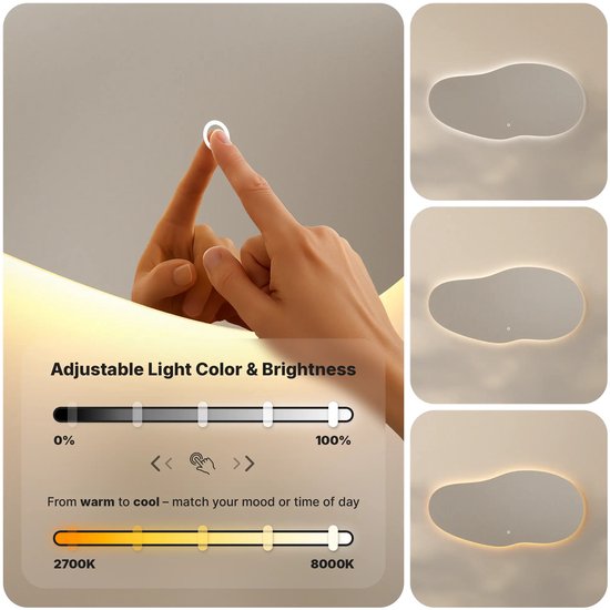 Mirlux Badezimmerspiegel mit LED-Beleuchtung – Asymmetrischer Wandspiegel – Beschlagfreier Duschspiegel – 120 x 60 cm
