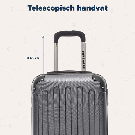 TRVLMORE Handgepäck Koffer mit Rädern - Zahlenschloss - 54x36x20cm - 38L - Dunkelgrau
