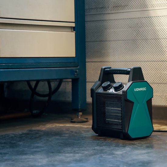 VONROC Elektroheizung - Heizlüfter - 2000W/3000W - Keramik - 3 Einstellungen - Thermostat - 30m2