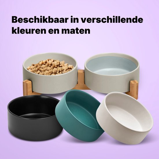 Jake and Jacky Fressnapf Katze und Hund Keramik - Fressnäpfe doppelt mit Ständer - Trinknapf - 2x 400 ml - Grau