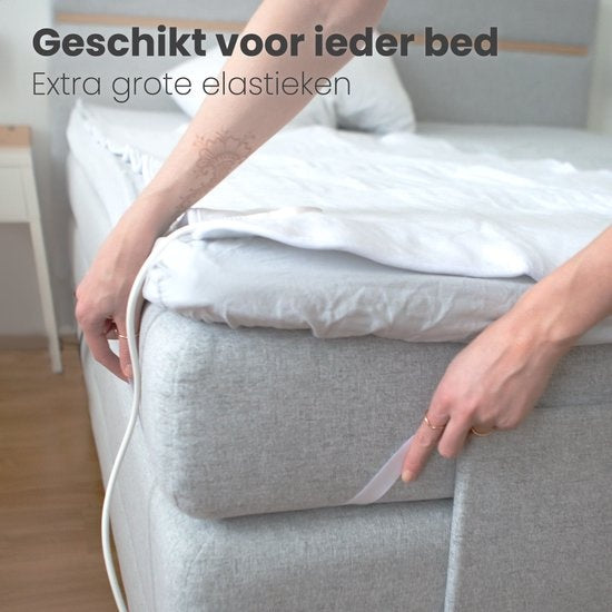 Auronic Electric Blanket - 1 Person - verstellbare Fußzone - 70x150cm - mit Eckgummis - Weiß
