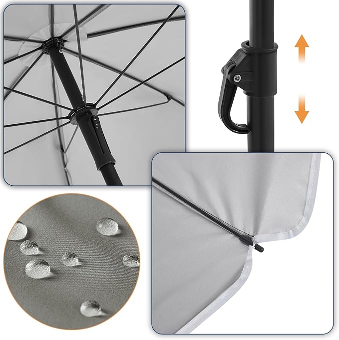 WOLTU GSS0007dgr03 - Balkon-Sonnenschirm 175 cm - UPF 50+ UV-Schutz - Verstellbar und neigbar - Dunkelgrau