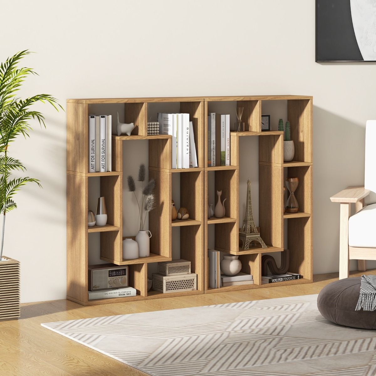 Coast Bücherregal - 7-Würfel - 45Kg Tragfähigkeit - 61 x 20 x 90 cm - Inkl. 2 Anti-Kipp-Sets