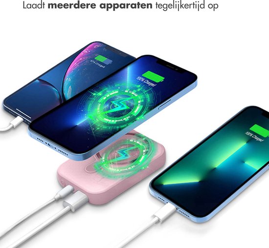 imoshion Powerbank 10000 mAh - Geeignet für MagSafe - Schnellladegerät 22,5W - LED-Anzeige - USB C & USB A - Wireless Powerbank Geeignet für iPhone 12/13/14/15/16 - Pink