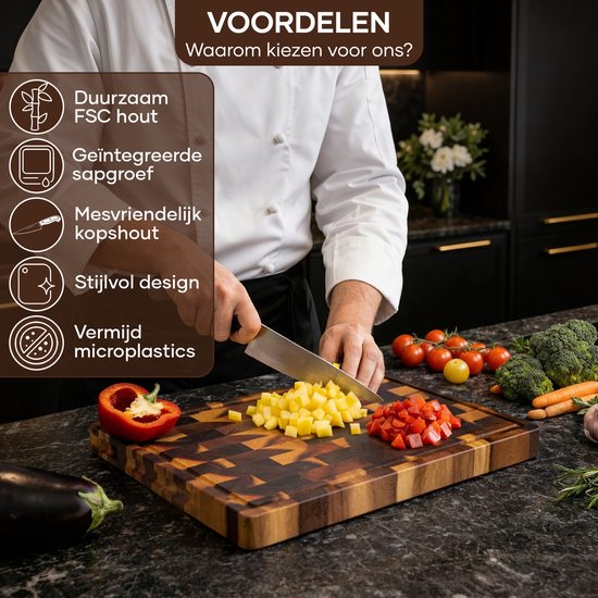 Villux Schneidebrett – Schneidebrett-Set – Schneidebrett aus Holz – Schneidebretter – Schneidebrett aus Akazienholz – Holzschneidebrett – Schneidebrett-Set – Tapas-Brett - Snackbrett – Servierbrett – Häppchenbrett – Schneideblock aus Akazienholz (Stammhol