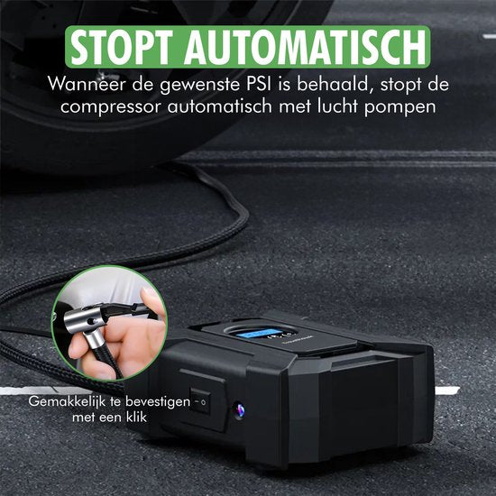 Travelhawk Compressor Tyre Pump - Elektrische Fahrradpumpe - Luftkompressor - Elektrisch 12V - 30 L/Min - 100psi - Tragbar - für Auto, Fahrrad, Motorrad