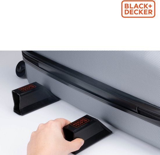 BLACK+DECKER Gepäckhalter-Set, 6-teilig – Kofferraum-Organizer – für Koffer, Umzugskartons, Einkäufe und mehr – Ladungssicherungen – Gepäckklemmen – Kunststoff – Schwarz
