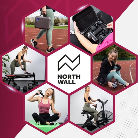 Northwall Massage Gun Professional PRO - Massagepistole mit Etui und 6 Aufsätzen, einschließlich Eichenmassagekopf - Leistungsstarkes und kabelloses Sport- und Entspannungsmassagegerät