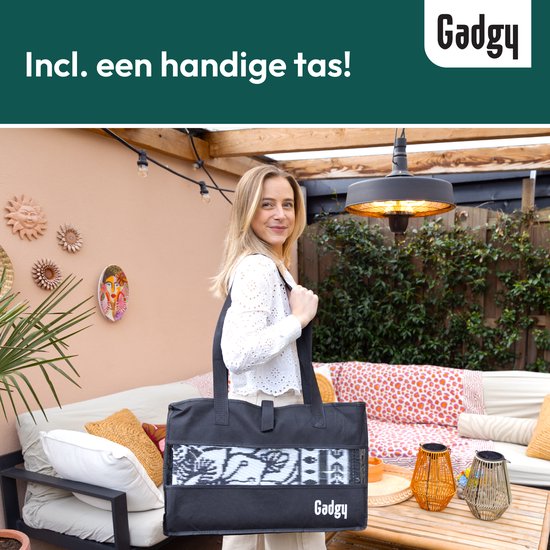 Gadgy Outdoor Teppich XXL - Outdoor Teppich 300x200 cm - Gartenteppich Doppelseitig - Picknickdecke Schwarz Weiß - Outdoorteppich