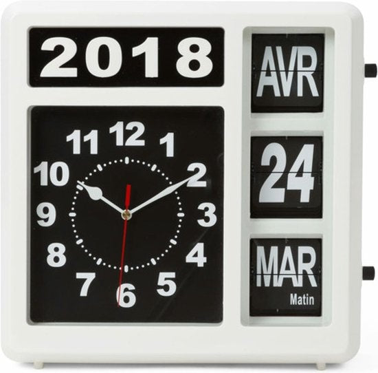 Perel Wanduhr mit Flipchart Kalender - 31 X 31 Cm - Französisch