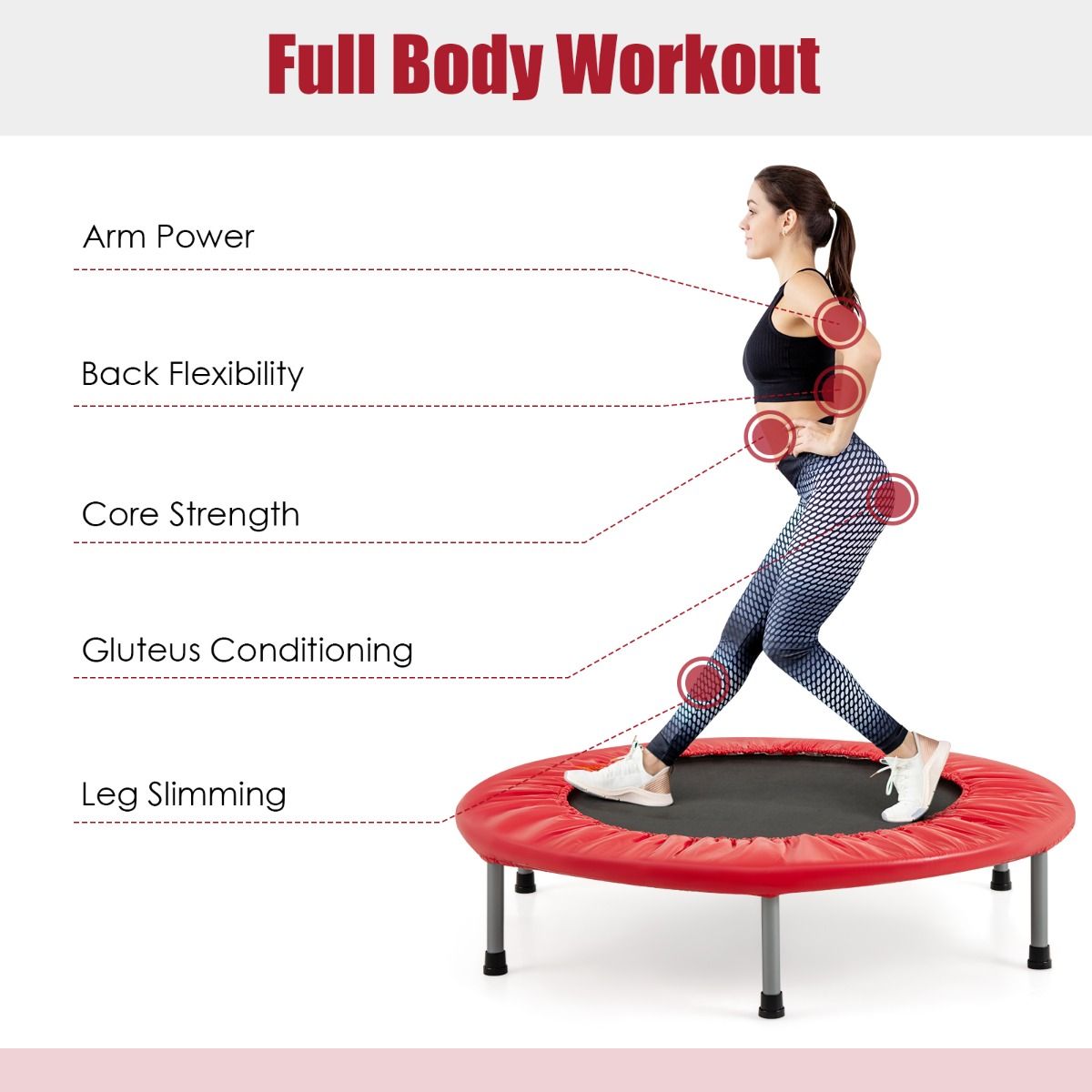 Coast Mini-Trampolin – zusammenklappbar – Kindertrampolin bis 150 kg – rot, Ø 97 cm