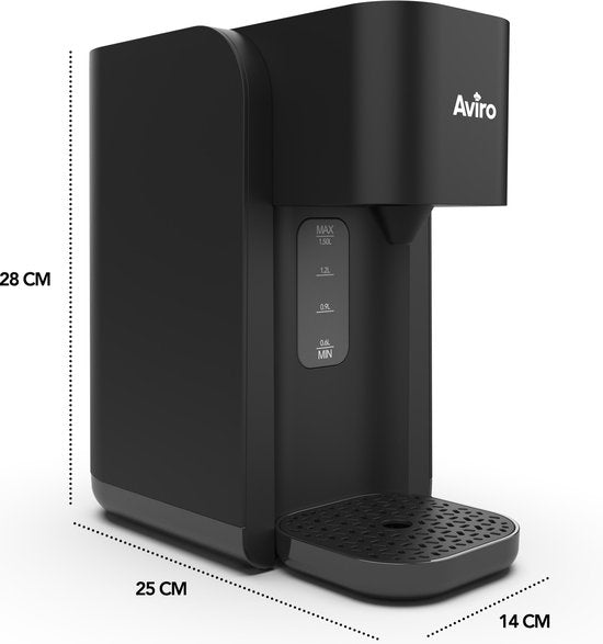 Aviro Heißwasserspender - Heißwasserhahn - 100°C - Luxus-Wasserkocher - 2200W - 1.5L Schwarz