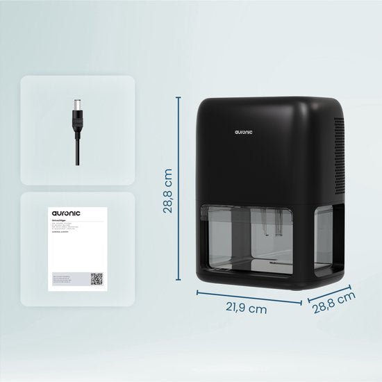 Auronic Dehumidifier Mini - geeignet für Wohnzimmer, Büro, Schlafzimmer, Babyzimmer und mehr - geräuschlos - Schwarz