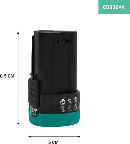 VONROC Batterie 12V - 2.0Ah - Inkl. usb-c Kabel