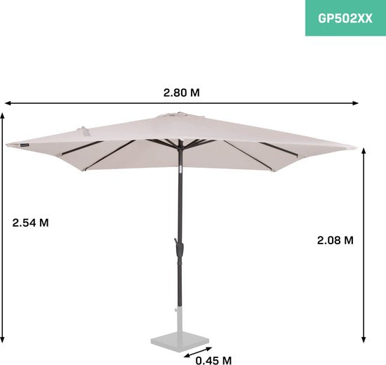 VONROC - Premium Stick quadratischer Sonnenschirm Rosolina - Inkl. Schutzhülle - UV-beständiges Tuch - 280x280cm - Beige