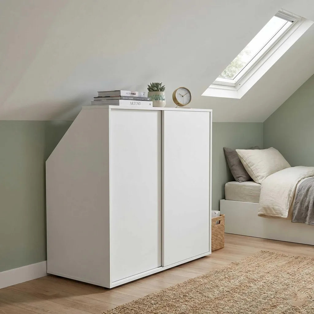 Coast Schiebetürenschrank mit Kleiderstange – 100 x 50 x 100 cm – Weiß