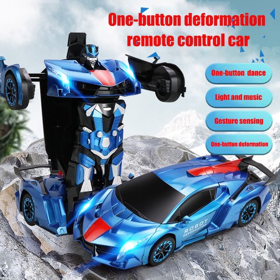 MEWAU 1:18 RC Transforming Car/Roboter - 2 in 1 Fernsteuerbares Auto - Gestenwahrnehmung - Spielzeugauto - Rot