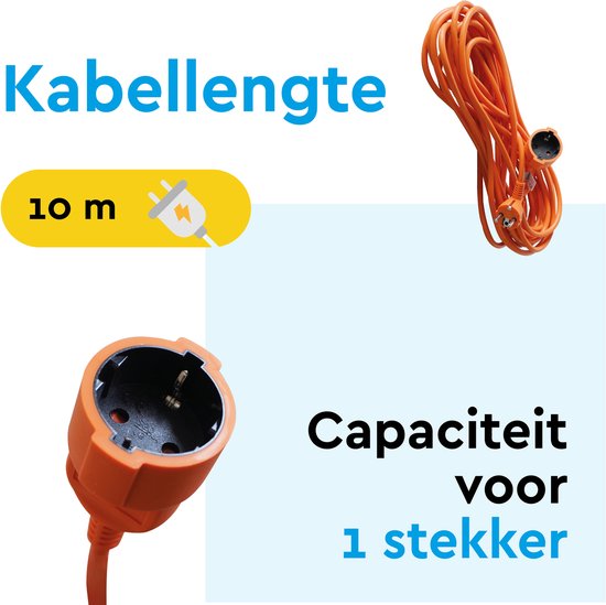 BRASQ Verlängerungskabel 10 Meter Orange – Verlängerungskabel mit Schutzleiter – Verlängerungskabel für den Innenbereich