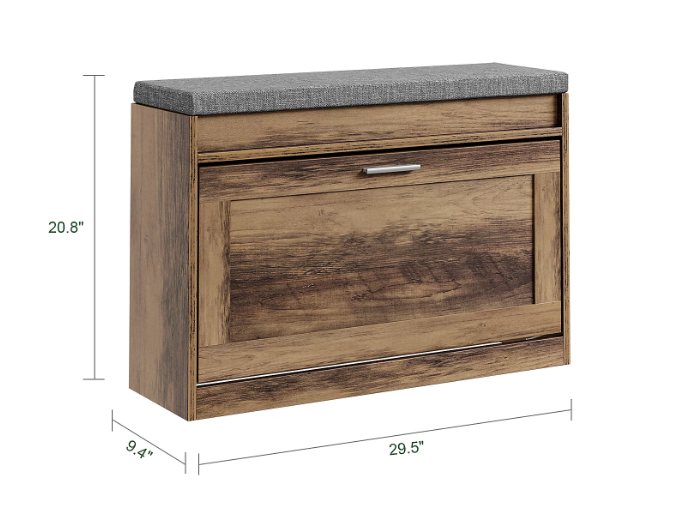 SoBuy Schuhbank 75 x 24 x 53 cm – Braun – Mit 2 ausziehbaren Ablagebrettern und Sitzfläche