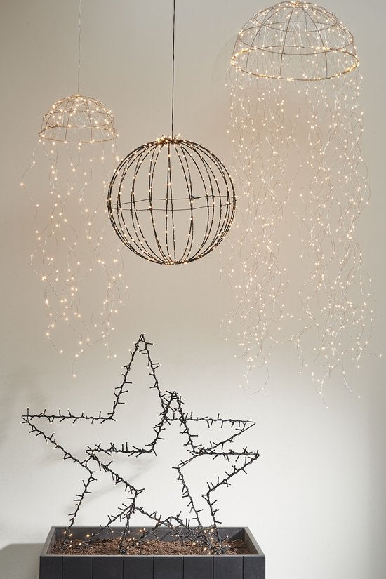 Luca Lighting Weihnachtslichterkugel mit warmweißen LED-Lichtern - Ø60 cm - Schwarz