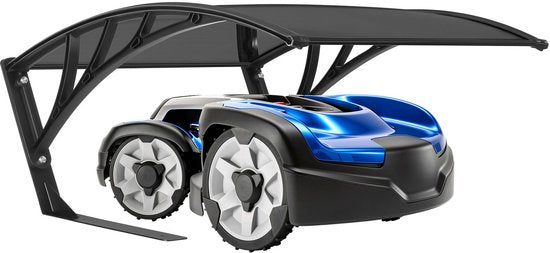 tectake® Garage für Rasenmähroboter - Rasenmäher-Carport - Überdachung der Ladestation für Rasenmäher - Wetterfest - 81 x 100 x 48 cm - Inklusive 4 Erdnägel - Schwarz