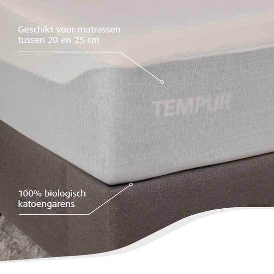 Home by TEMPUR® Matratzenschoner - Natur - 140 x 210 x 25 cm - Bio-Baumwolle - Wasserdicht - Wärmeregulierend - Anti-Milben-Schutz