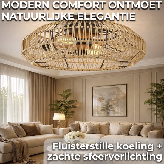 WERYOU® illuminAIR Deckenventilator - Deckenlampe - Deckenventilator mit Beleuchtung - Deckenlampe - Fächerlampe - Deckenlampe - Inkl Fernbedienung - Dimmbar - ⌀56CM