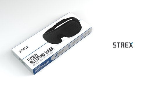 Strex Luxus Schlafmaske - 3D Ergonomisch - 100% Verdunkelung - Memory Schaumstoff - Schlafmaske - Augenmaske