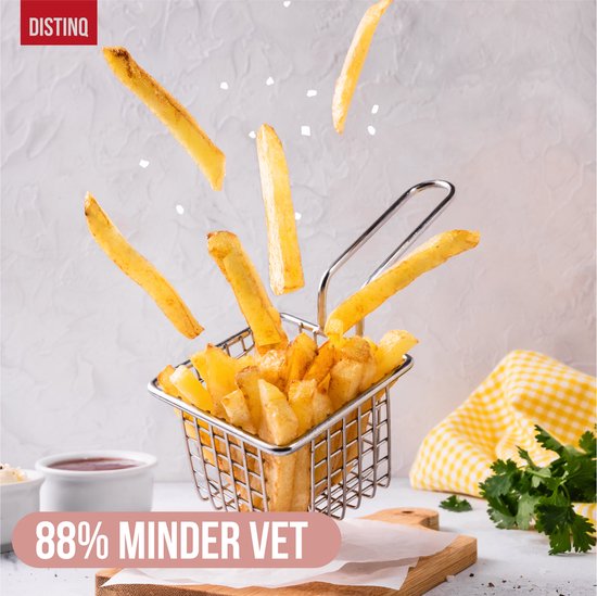 DistinQ Heißluftfritteuse kompakt- Airfryer - 4 Liter Fassungsvermögen - Digitalanzeige - Schwarz
