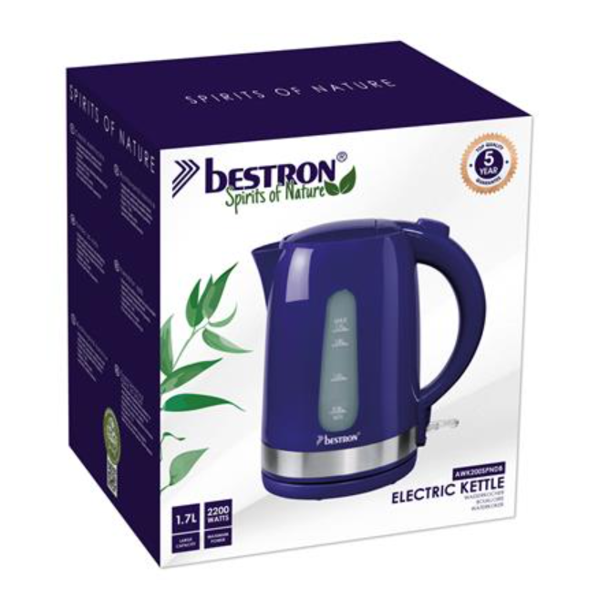 Bestron AWK200SPNDB Wasserkocher – 1,7 l – 2200 W – 21,7 x 15,5 x 24,5 cm – Navy
