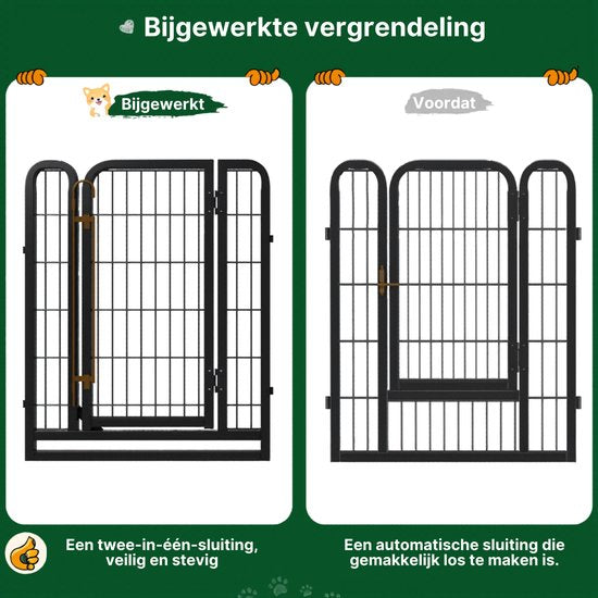 Yaheetech Welpenauslauf 80 cm – 8-teilig – zusammenklappbar – automatische Verriegelung