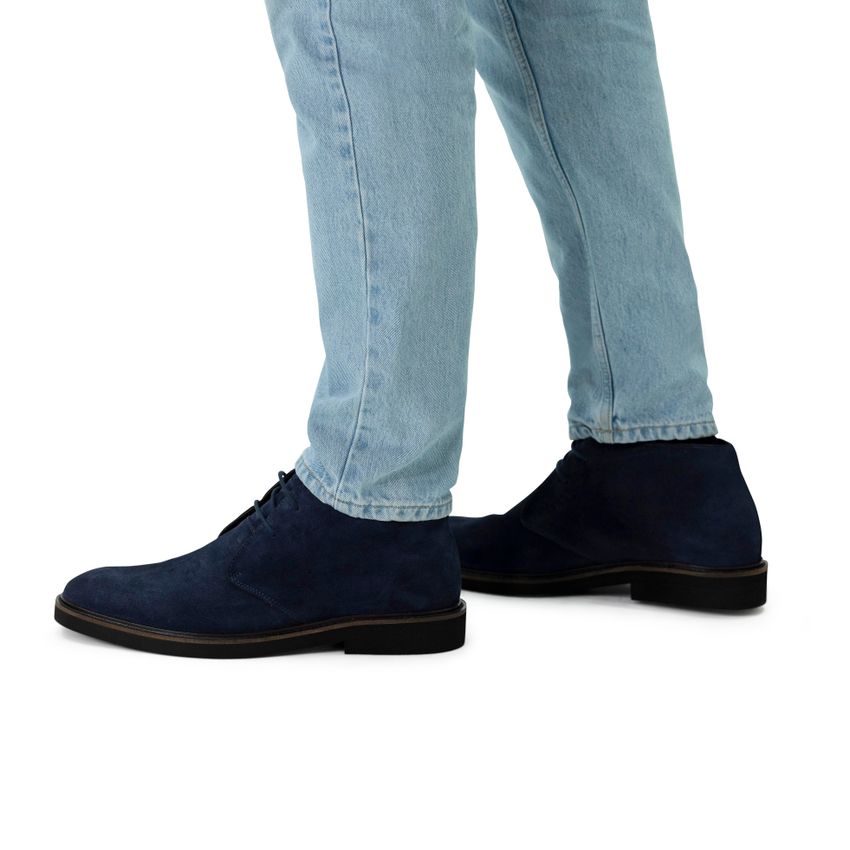 Wildleder-Schnürstiefel - Größe 43 - Dunkelblau