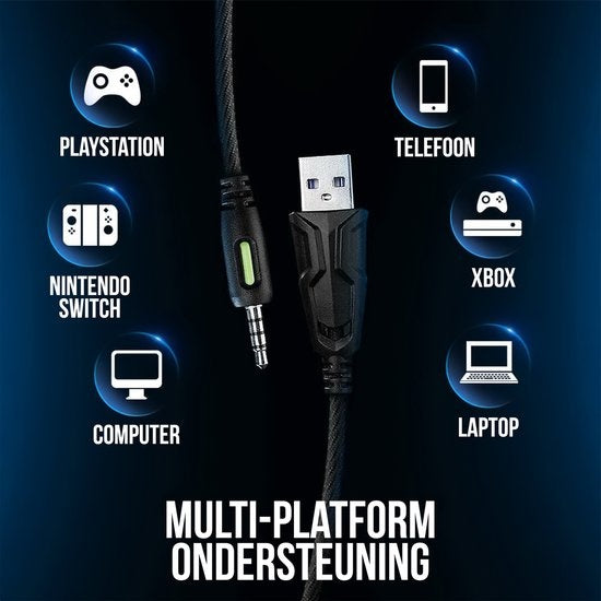 Strex - Gaming Headset mit Mikrofon Blau - PC + PS4 + PS5 + Xbox One + Xbox Serie