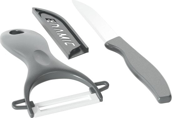 5Five – Küchenutensilien-Set – Schäler mit Kartoffelmesser – grau – Kunststoff