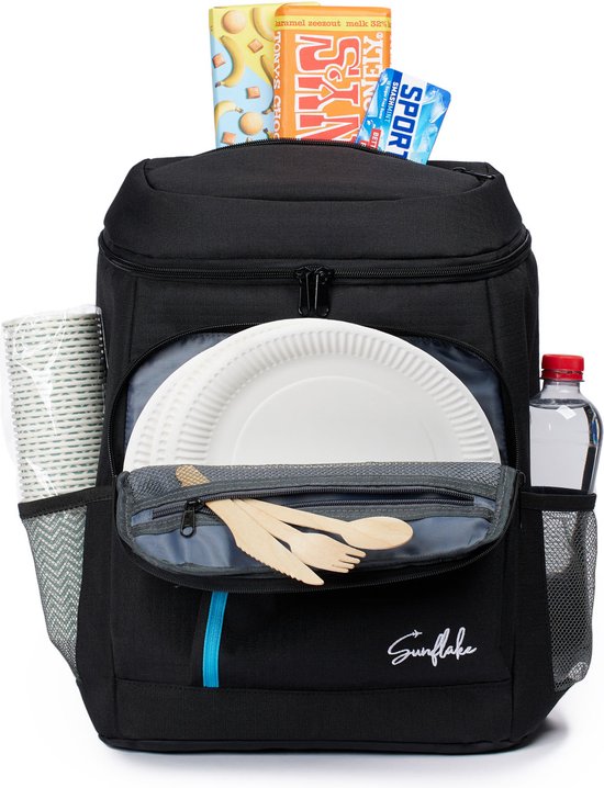 Kühltasche Rucksack 20 Liter - Kompakter isolierter Kühlrucksack - Rucksack Leichter Kühlrucksack - Schwarz - Sunflake