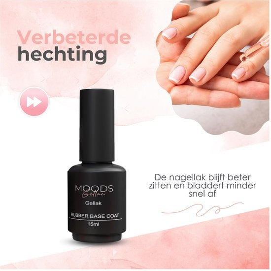 Moods Gellac - Rubber Base Coat - Nagellak - Gellak Starterspakket - Nagels - Gellak Set - 15 ML