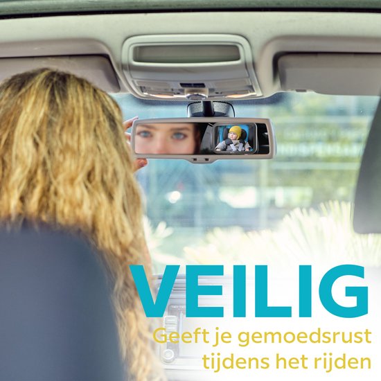 Happy Goods Autospiegel Baby XL - Rückspiegel - 35x19 cm - 360° verstellbar - Babyspiegel Auto - Sicherheitsspiegel - Rücksitzspiegel Baby