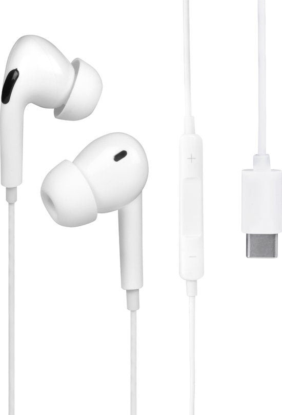 Nuvance - Ohrhörer mit Kabel - USB-C-Anschluss - Ohrhörer mit Kabel - In-Ear-Kopfhörer mit Kabel und Mikrofon - Geeignet für Samsung - Weiß
