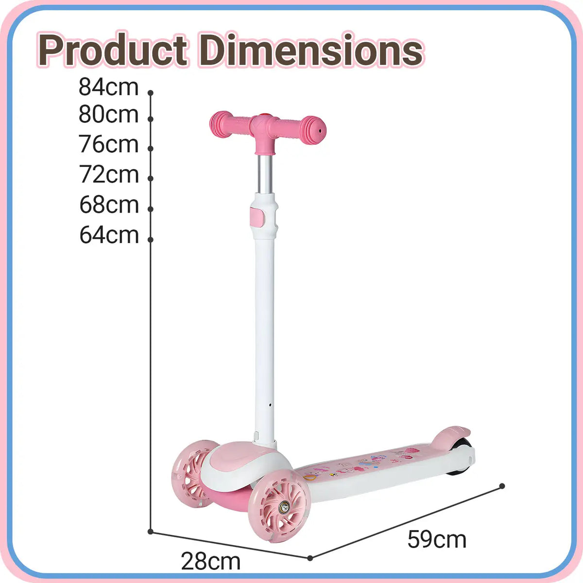 Neuleb Balance-Scooter mit beleuchteten Rädern – extra breites Deck – rosa